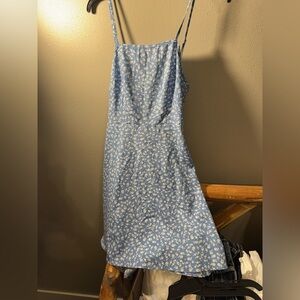 Blue Floral Spaghetti Strap Dress